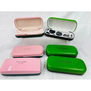 1 - NEW KATE SPADE HARD LARGE PINK GREEN CLAMSHELL CASE EYEGLASSES EYEGLASSES